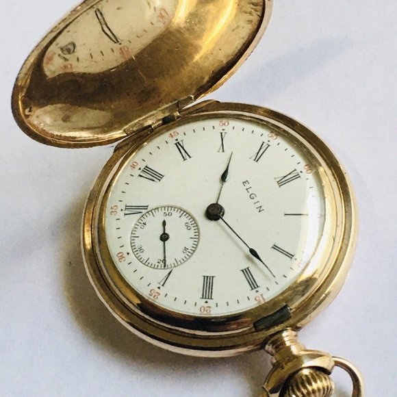 Antique 1912 Elgin Illinois 14k Gold & Gold-filled Pocket Watch Runs - Picture 4 of 10